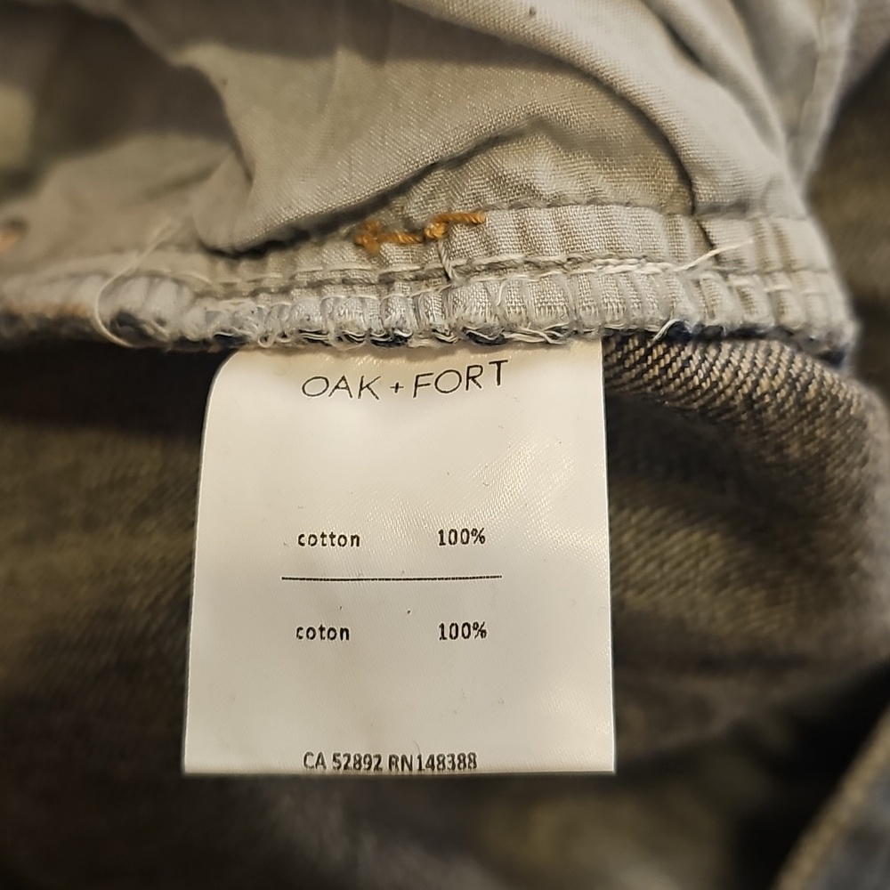 NWOT Oak + Fort Jeans Mid-Rise Curved Leg Dark Wash Denim Pants Medium Baggy - Picture 6 of 9